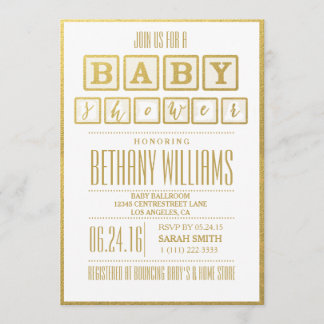 GOLD FOIL GLAMOUR BABY SHOWER EINLADUNG