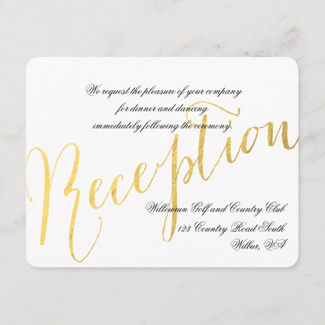 Gold Foil Glamour | Einladung zur Hochzeitsempfehl (Vorderseite)