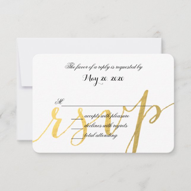 Gold Foil Glamour | Moderne RSVP-Karte für Hochzei RSVP Karte (Vorderseite)
