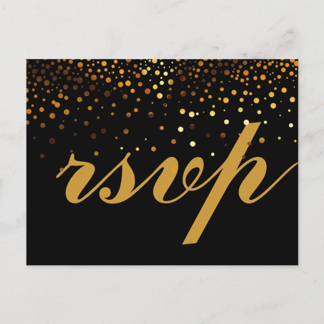 Gold Foil Glamour Wedding RSVP Einladung Postkarte (Vorderseite)