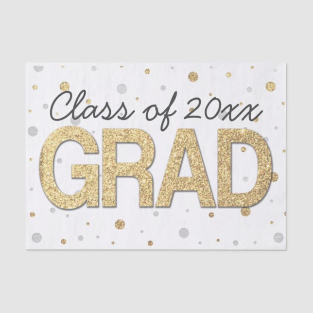 Gold Foil Glitter Confetti Graduation Party Custom Seidenpapier (Vorderseite)