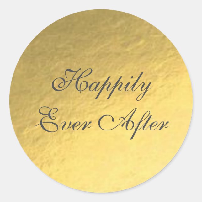 Gold Foil glücklicherweise je nach Hochzeitsticker Runder Aufkleber (Vorderseite)