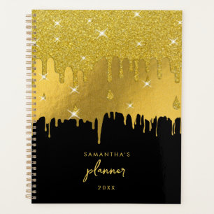 Gold Foil & Gold Glitzer Tropfen Script Planer