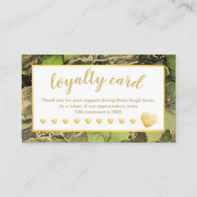 Gold Foil Green Salon Loyalty Card Treuekarte (Vorderseite)