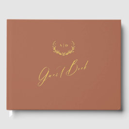Gold Foil Guest Book Terracotta Monogram Wedding Gästebuch