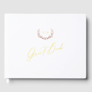 Gold Foil Guest Book Terracotta Monogram Wedding Gästebuch