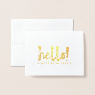Gold Foil Hallo Personalisiert Note Card Folienkarte