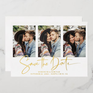Gold Foil Handgeschriebenes Save the Date Multiple Folieneinladung