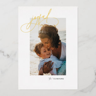Gold Foil Handwriting Joyful Holiday Foto Card Folien Feiertagskarte