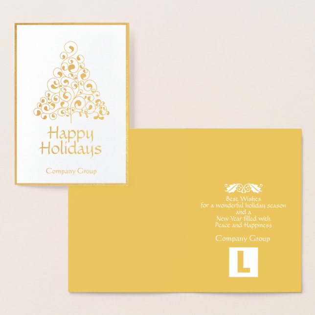 Gold Foil Happy Holidays Business Logo Folienkarte (Anzeige)