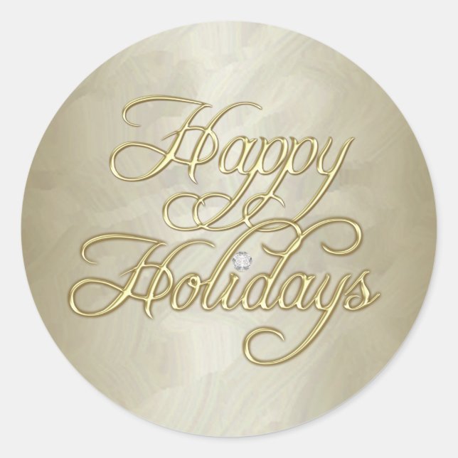 Gold Foil Happy Holidays Diamond Aufkleber (Vorderseite)