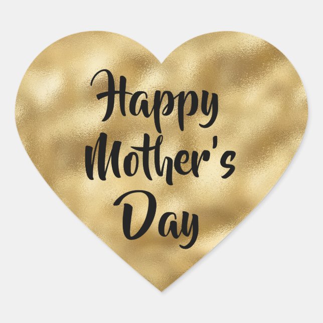 Gold Foil Happy Mother's Day Heart Sticker (Vorderseite)