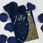 Gold Foil Heart Gown mit Navy 50. Geburtstagsparty Folieneinladung<br><div class="desc">Gold Foil Heart Gown mit Navy 50th Birthday Party Foil Einladung 50 & Fabulous Sehen Sie andere Einladungen in unserem Nest und Nest Store</div>