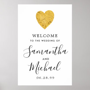 Gold Foil Heart Modern Herzlich willkommen bei uns Poster
