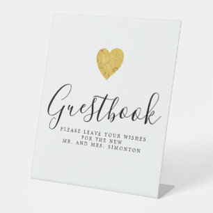 Gold Foil Heart Wedding Guestbook Sockelschild