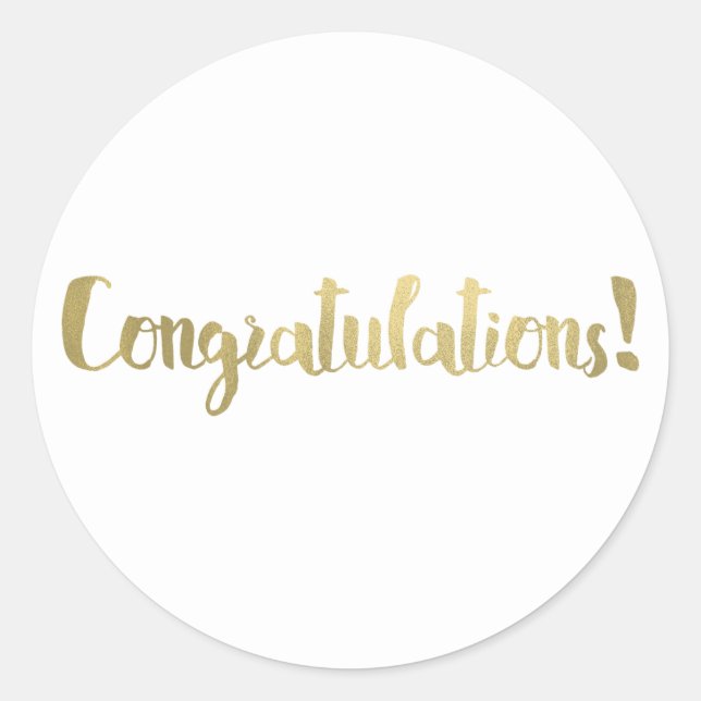 Gold Foil Herzlichen Glückwunsch Modernes Script V Runder Aufkleber (Vorderseite)