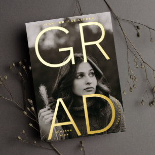 Gold Foil High School GRAD Ankündigung von Fotos