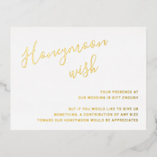 Gold Foil Honeymoon Wish Wedding Card Folie Einladungspostkarte