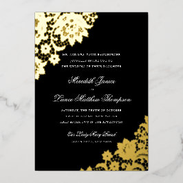 Gold Foil Lace Black and Gold Script Wedding Foil Folieneinladung