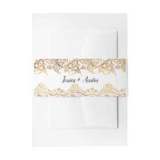 Gold Foil Lace Wedding Einladung Bauchband Einladungsbanderole