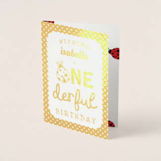 Gold Foil Ladybug Ein derful Birthday Folienkarte