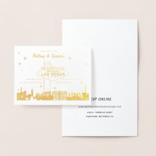 Gold Foil Las Vegas Skyline Einladung zur Hochzeit