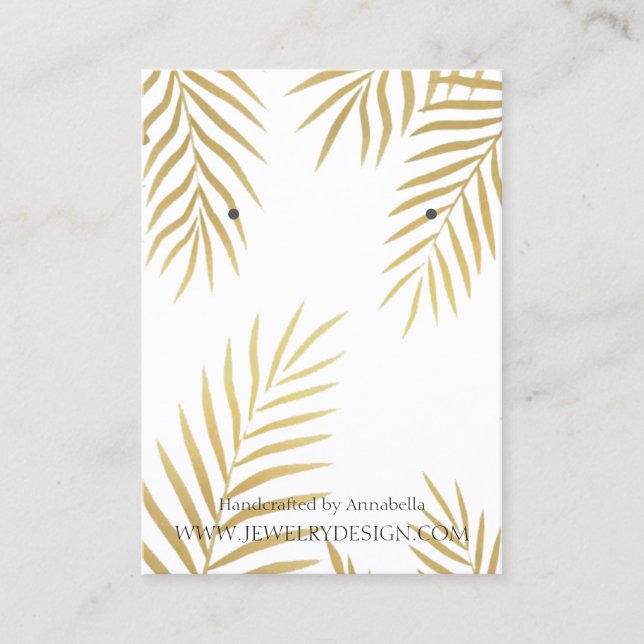 Gold Foil Leaf Earring Jewelry Display Custom Visitenkarte (Vorderseite)