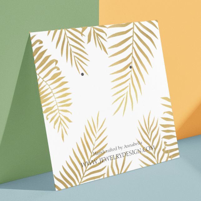 Gold Foil Leaf Earring Juwelier Display Custom Quadratische Visitenkarte (Von Creator hochgeladen)