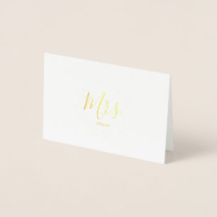 Gold Foil Leaf Rahmen Frau Wedding Dankeschön Kart Folienkarte