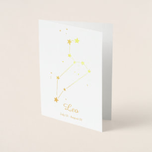 Gold Foil LEO Zodiac Sign Constellation Folienkarte