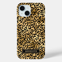 Gold Foil Leopard Print Monogrammed Case-Mate iPhone Hülle