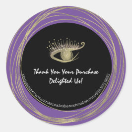 Gold Foil Lila Lash Beauty Salon Business Runder Aufkleber