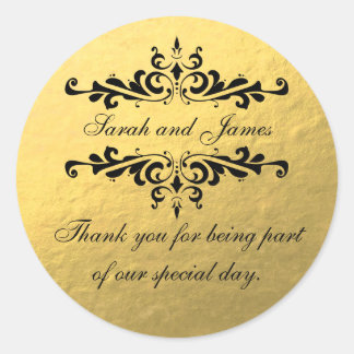 Gold Foil Look Gastgeschenk Hochzeit Danke Label Runder Aufkleber