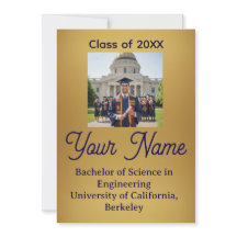Gold Foil Look Minimalist Graduation Announcement 