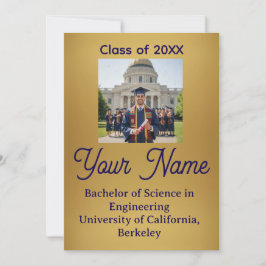 Gold Foil Look Minimalist Graduation Announcement  Ankündigung