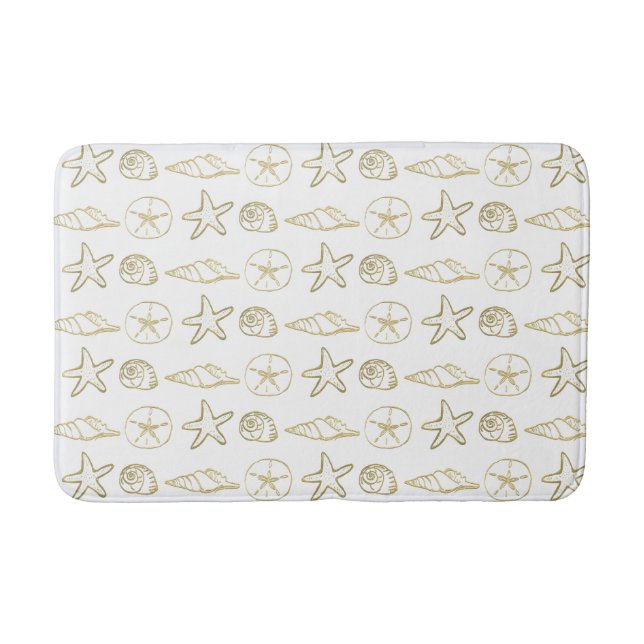 Gold Foil Look Muscheln Chic Beach Elegante Badematte (Vorderseite)