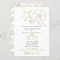 Gold Foil Look Muscheln Chic Beach Verlobung