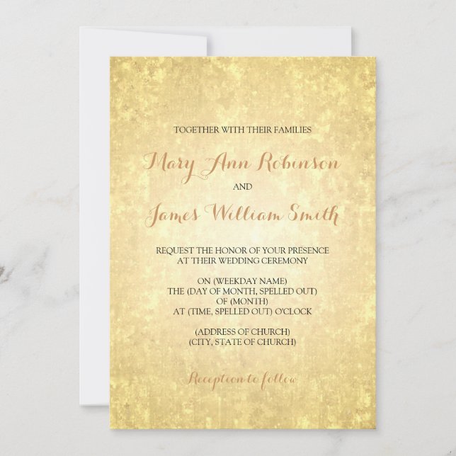 Gold Foil Look Stars Confetti Wedding Einladung (Vorderseite)