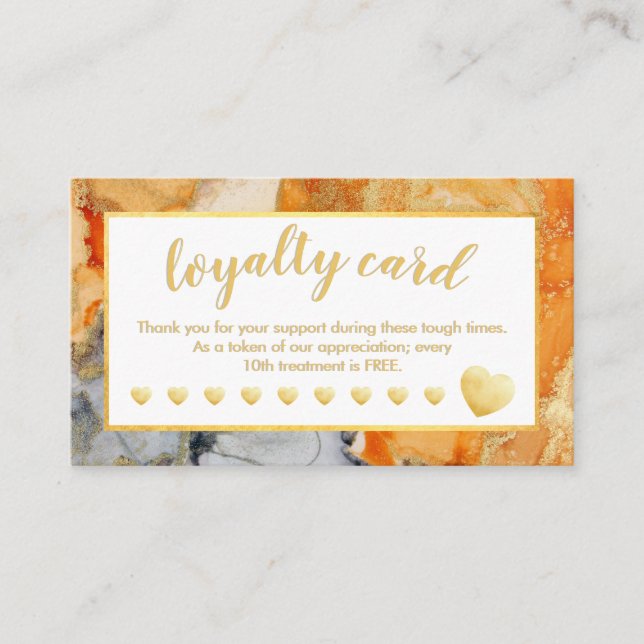 Gold Foil Loyalty Cards Orange Grau Abstrakt Treuekarte (Vorderseite)