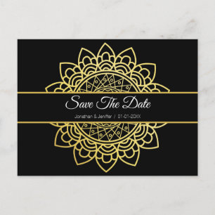 Gold Foil Mandala Blume Save the Date Ankündigungspostkarte