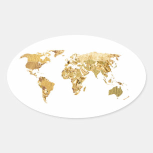 Gold Foil Map Ovaler Aufkleber