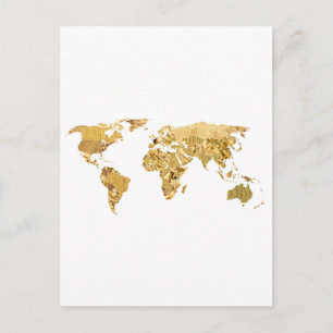 Gold Foil Map Postkarte