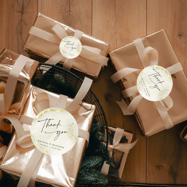 Gold Foil Marmor Texture Wedding Vielen Dank für I Runder Aufkleber (Von Creator hochgeladen)