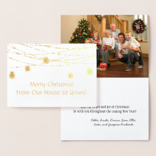 Gold Foil Mason Jar String Lights Foto Weihnachten Folienkarte