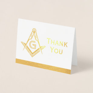 Gold Foil Masonic Vielen Dank Karten   Hinweis für