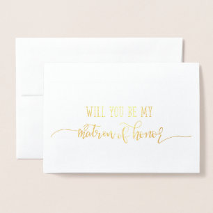 Gold Foil Matron of Honor Wedding Vorschlag Card Folienkarte