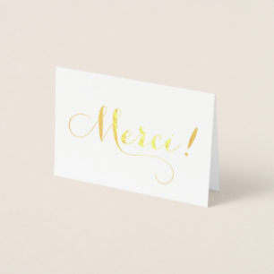 Gold Foil MERCI Kalligraphie Danke Karte