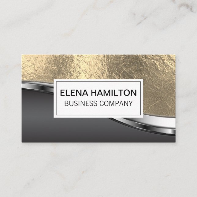 Gold Foil Metallic Hintergrund Visitenkarte (Vorderseite)