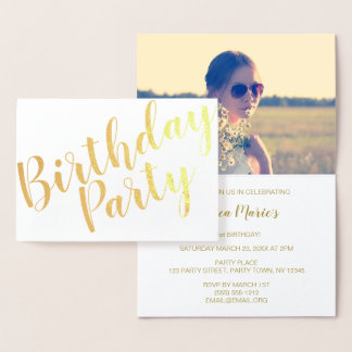 Gold Foil Modern Birthday Party Einladung Foto