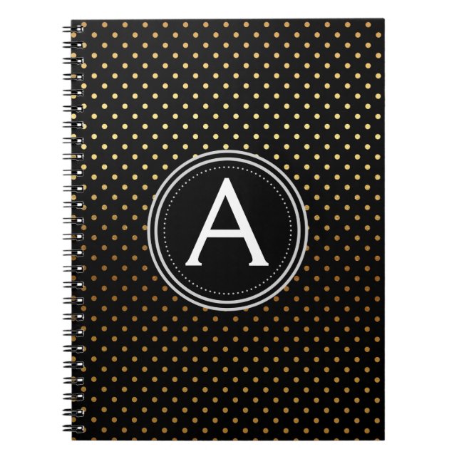 Gold Foil Monogram Polka Dot Notebook Notizblock (Vorderseite)